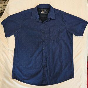 Men's Rugby University Blue Short Sleeve Button Down Casual Dress Shirt XL